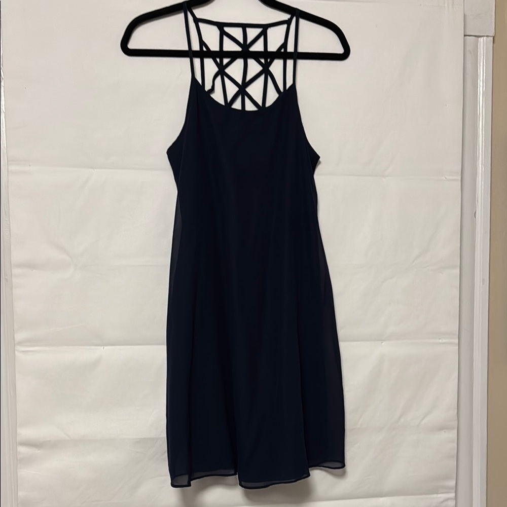 Elegant Navy Blue Strappy Dress